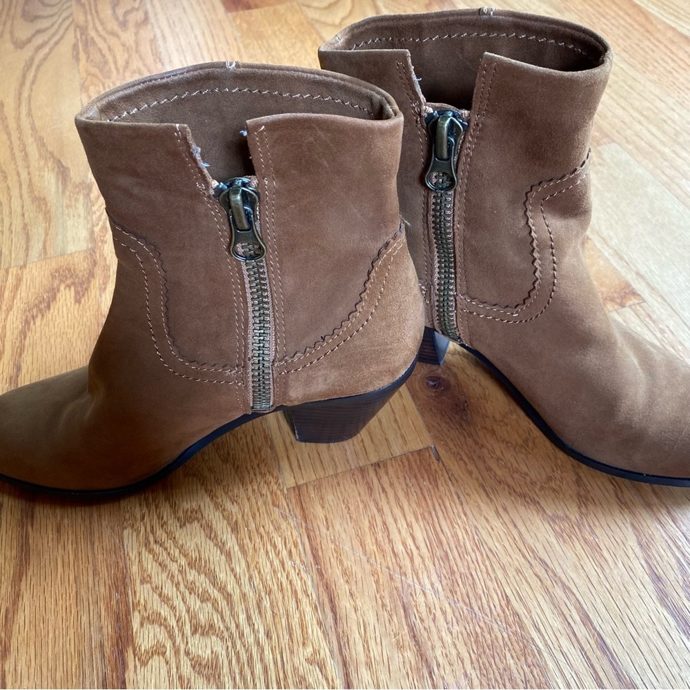 Sam Edelman Boots Women’s 6.5 Leather Suede Fringe Louie Side Zip Western - Picture 3 of 12